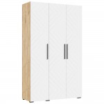 Шкаф трехстворчатый Флэш (1350), Браш Вайт, Дуб крафт