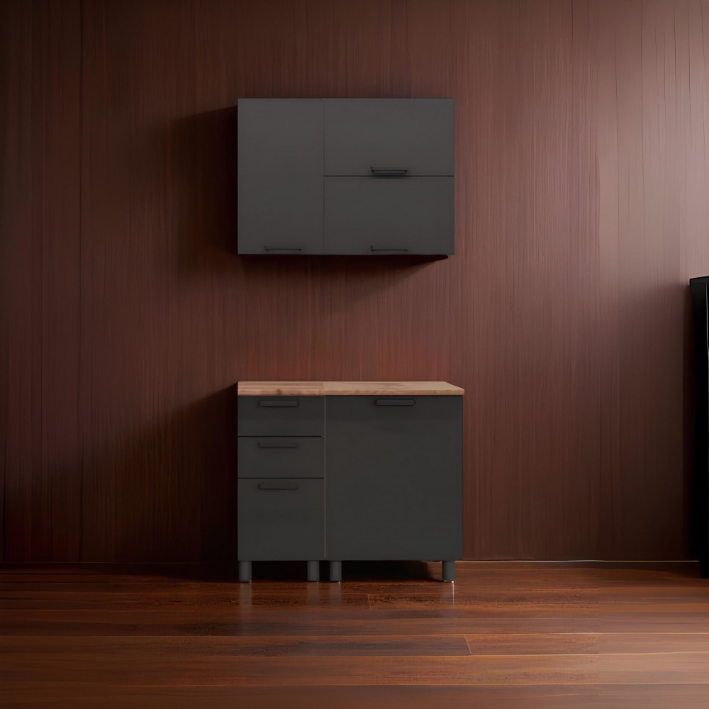 МК Аленушка 1м с 3 ящ Сталь,скоба черный,сонома