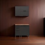 МК Аленушка 1м с 3 ящ Сталь,скоба черный,сонома