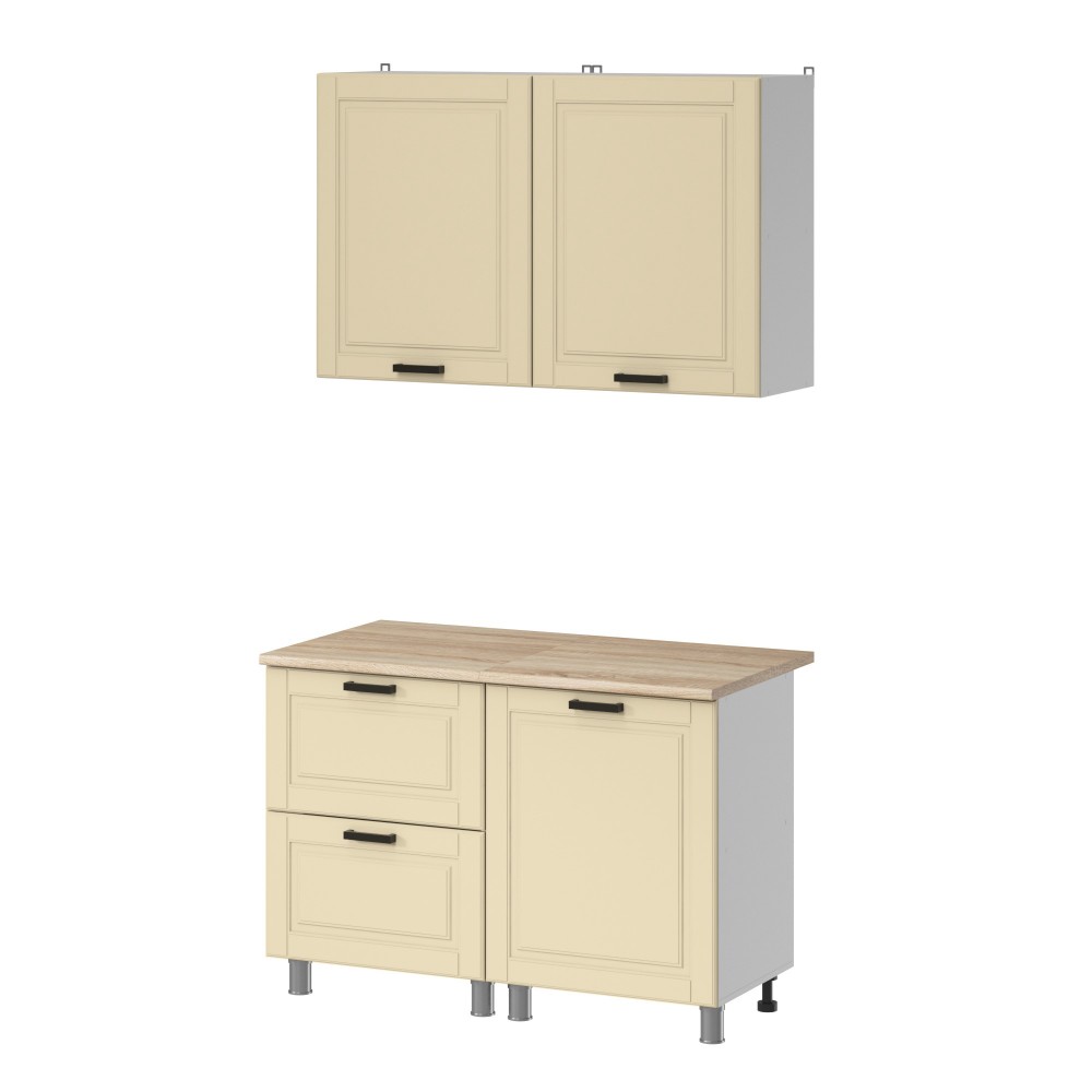 МК Аленушка 1,2м с ящ. Астра Крем,скоба черный,сонома