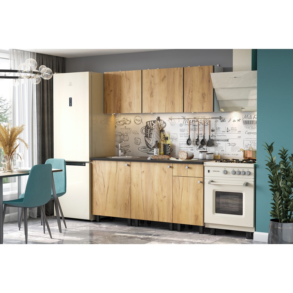 Кухонный гарнитур КГ 1 (1.6 м), Дуб золотой