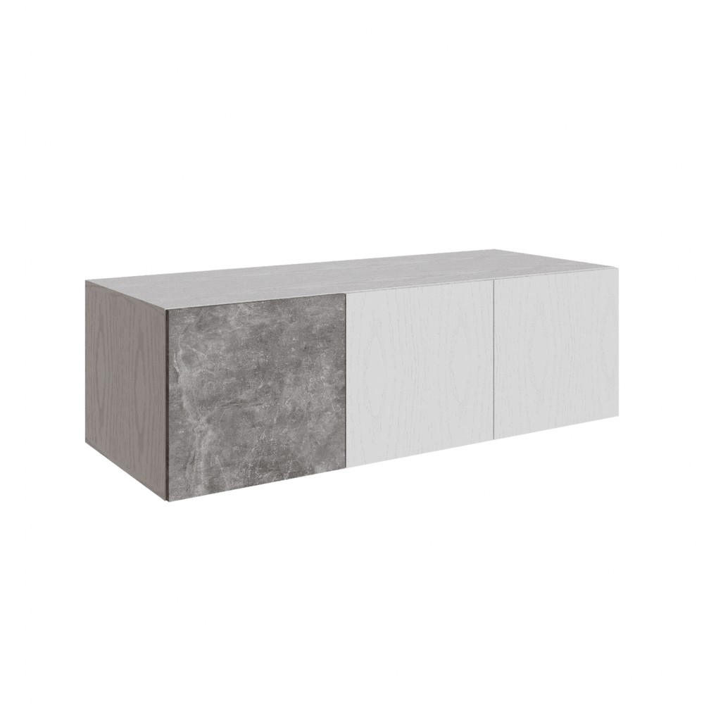 Антресоль Мадрид (1,3) с зеркалом 400 белый/ателье светлое