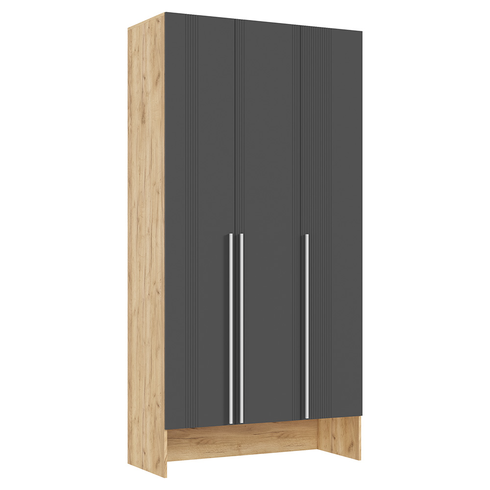 Шкаф трехстворчатый Луна, Графит софт, Дуб крафт