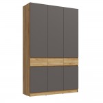 Шкаф трехстворчатый Роджина, Дуб крафт, Графит