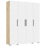 Шкаф четырехстворчатый Флэш (1800), Браш Вайт, Дуб крафт