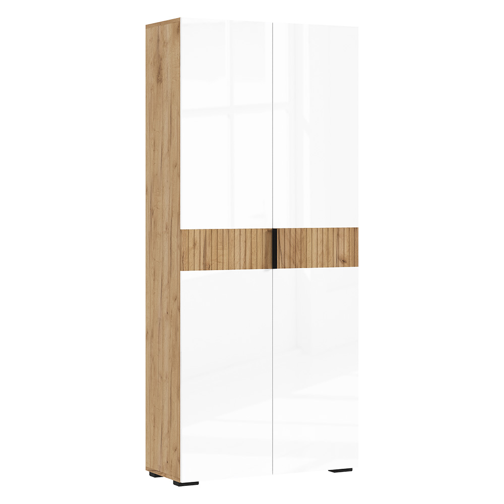 Шкаф двухстворчатый Роджина (800), Белый глянец, Дуб крафт