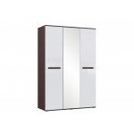 Шкаф трехстворчатый Ким, Белый глянец холодный, Венге