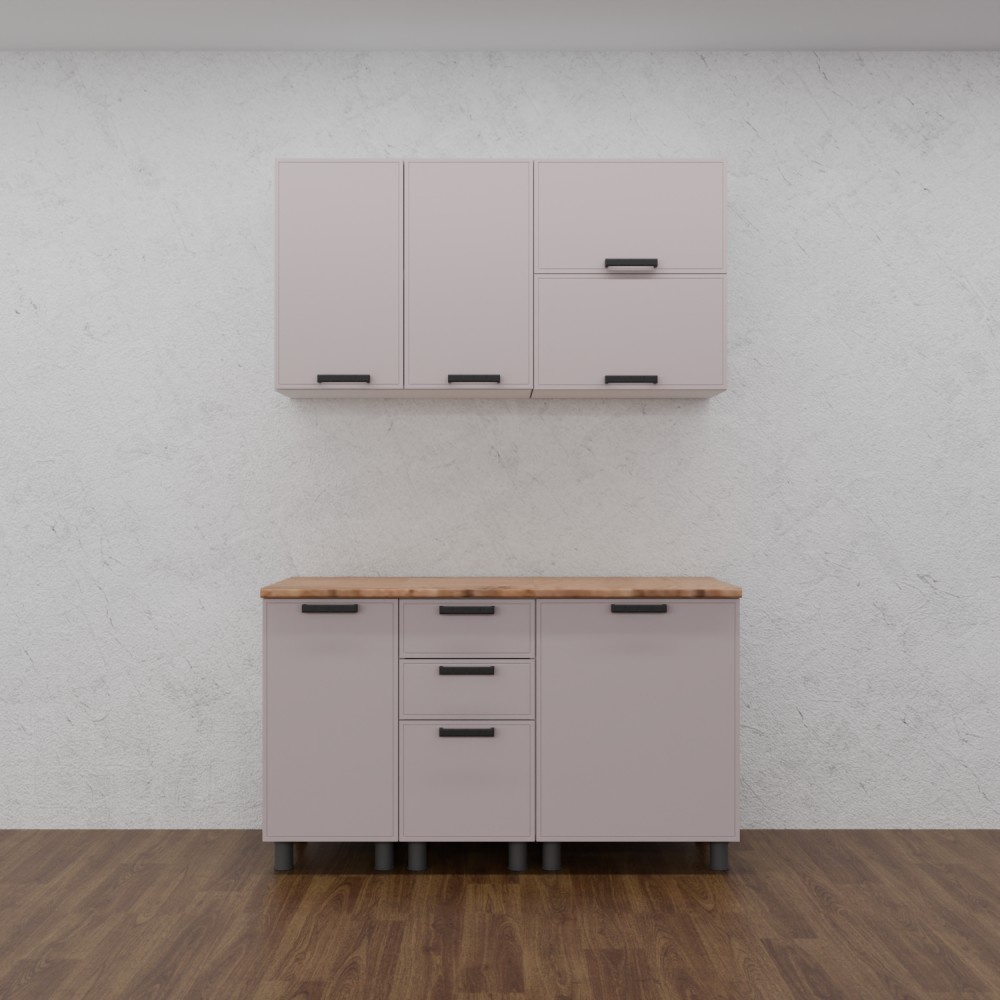 МК Аленушка 1,4м с ящ. Магнолия Кашемир,скоба черный,сонома