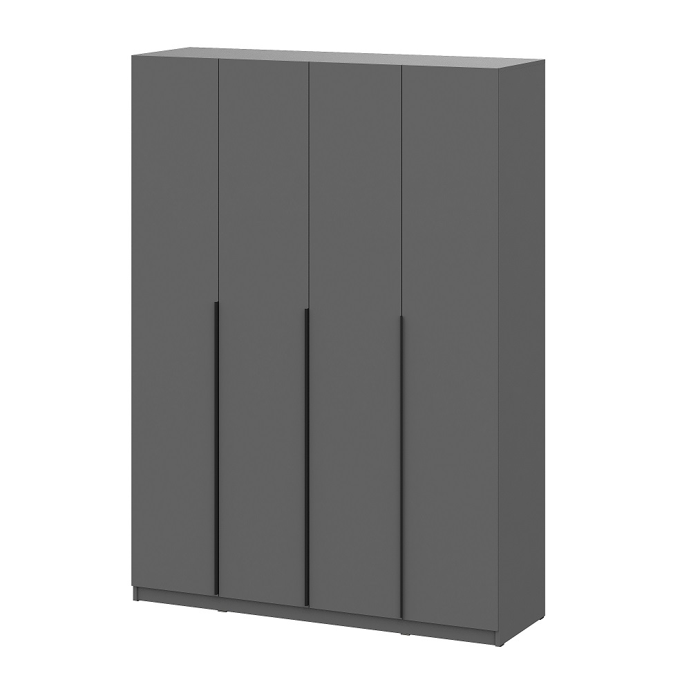 Шкаф распашной с наполнением (11 полок + 2 ящика + штанга) ШК 5 (1600), Графит