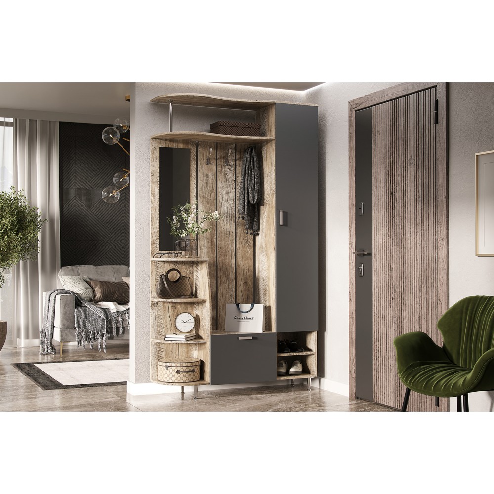 Прихожая Лика №2 1,2м, Дуб юкон, Графит