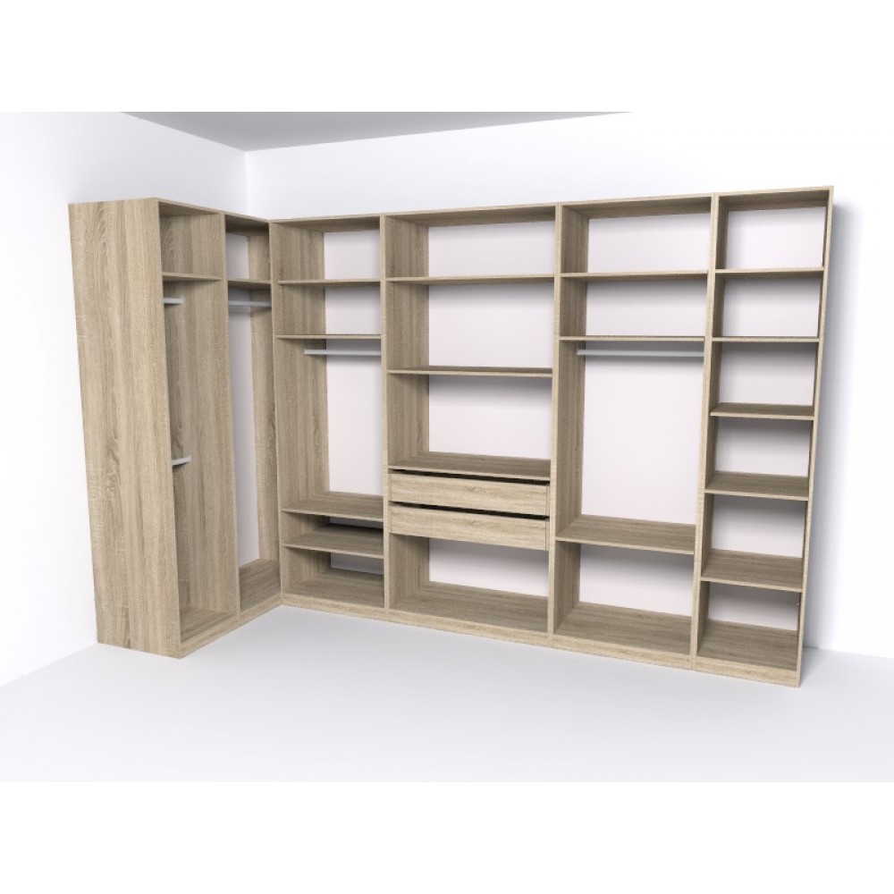Гардеробная Рум. Комплект 5.1 без фасадов, дуб сонома
