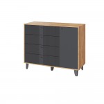 Комод Катрин-13, Дуб крафт золотой, Карбон вулкан