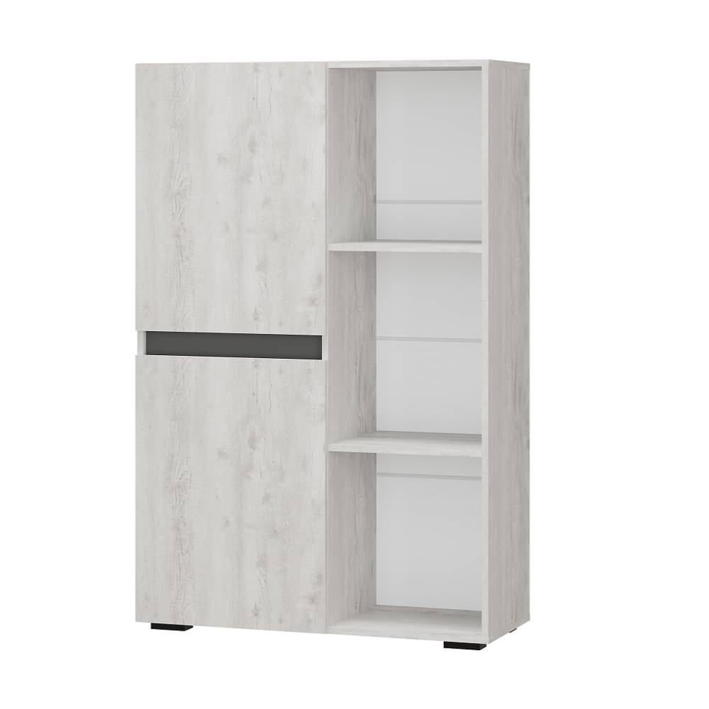 Шкаф-стеллаж Мрия ШК-16, Бетон пайн светлый, Графит