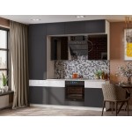 Кухня Техно-5 2,4м (Сонома/Графит софт NEW, Белый)