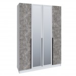 Шкаф Мадрид (1,6) с 6 ящ. внутри с зеркалом белый/ателье светлое