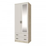 Шкаф с зеркалом Лагуна 80 см, Дуб крафт серый, Кашемир