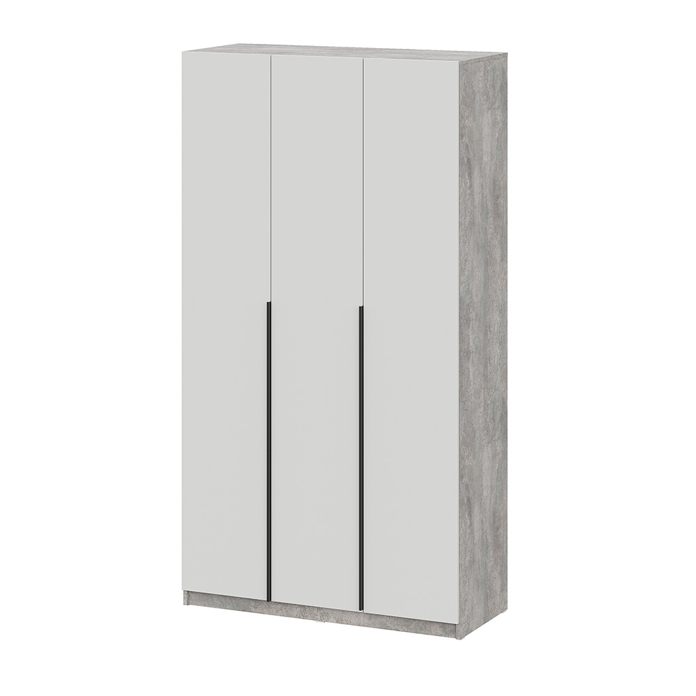 Шкаф распашной ШК 5 (1200), Цемент светлый, Белый шагрень