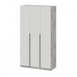 Шкаф распашной ШК 5 (1200), Цемент светлый, Белый шагрень