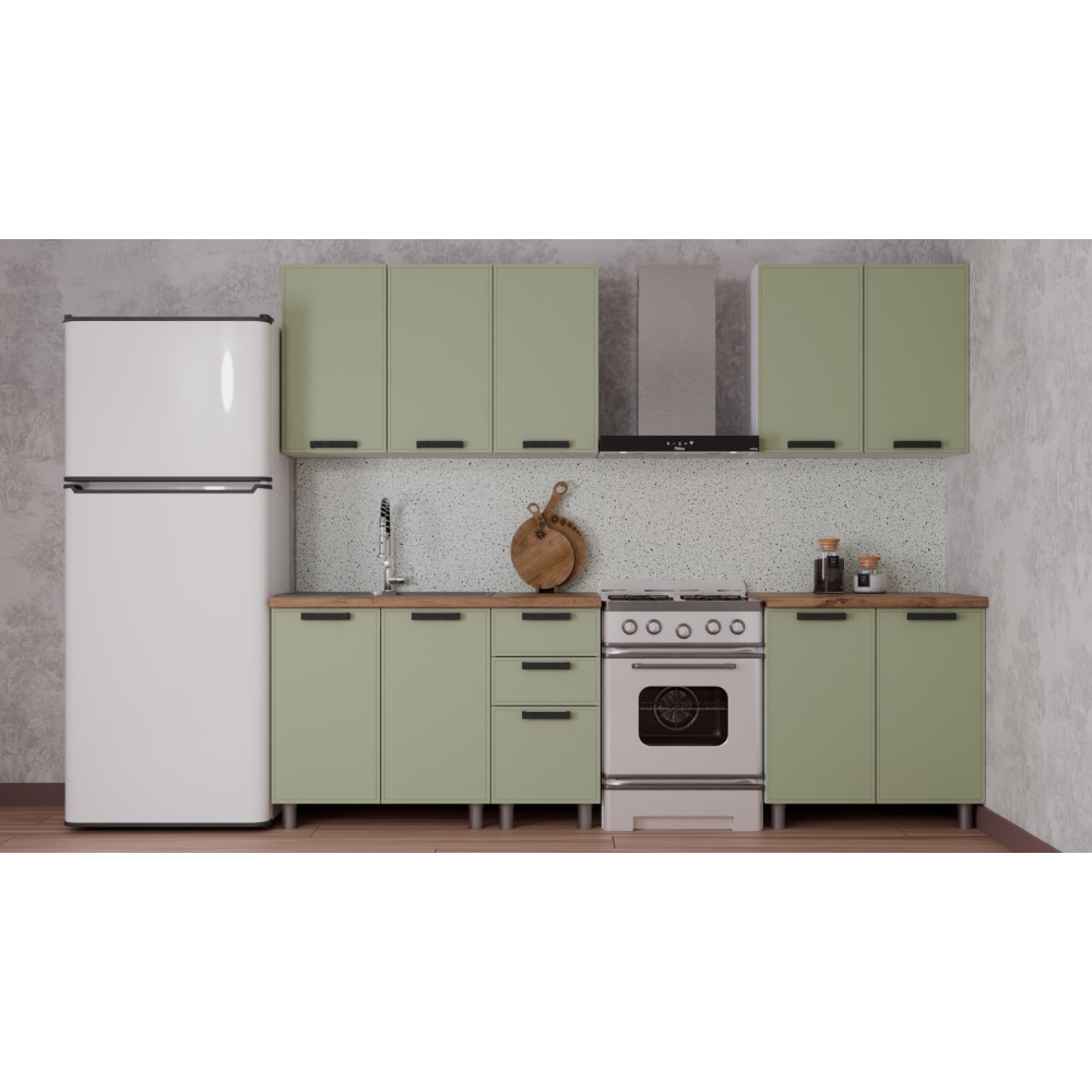 ГК Аленушка 2 м Магнолия Фисташка/Фисташка, черный (без столешницы)