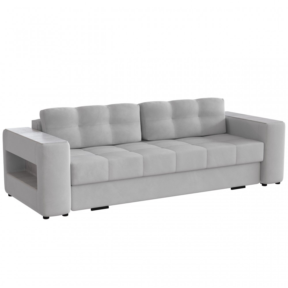 Диван раскладной Доро, светло-серый/мдф холст белый