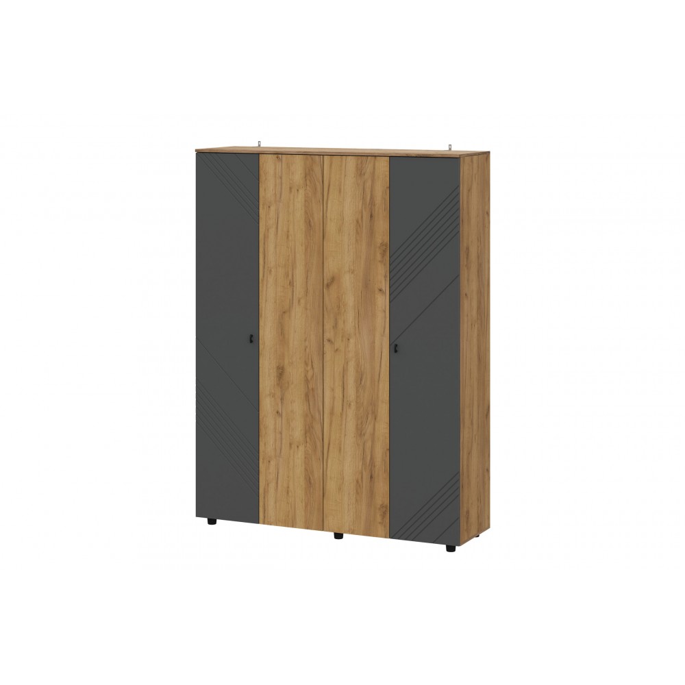Шкаф четырехстворчатый Байкал, Дуб Золотой, Графит