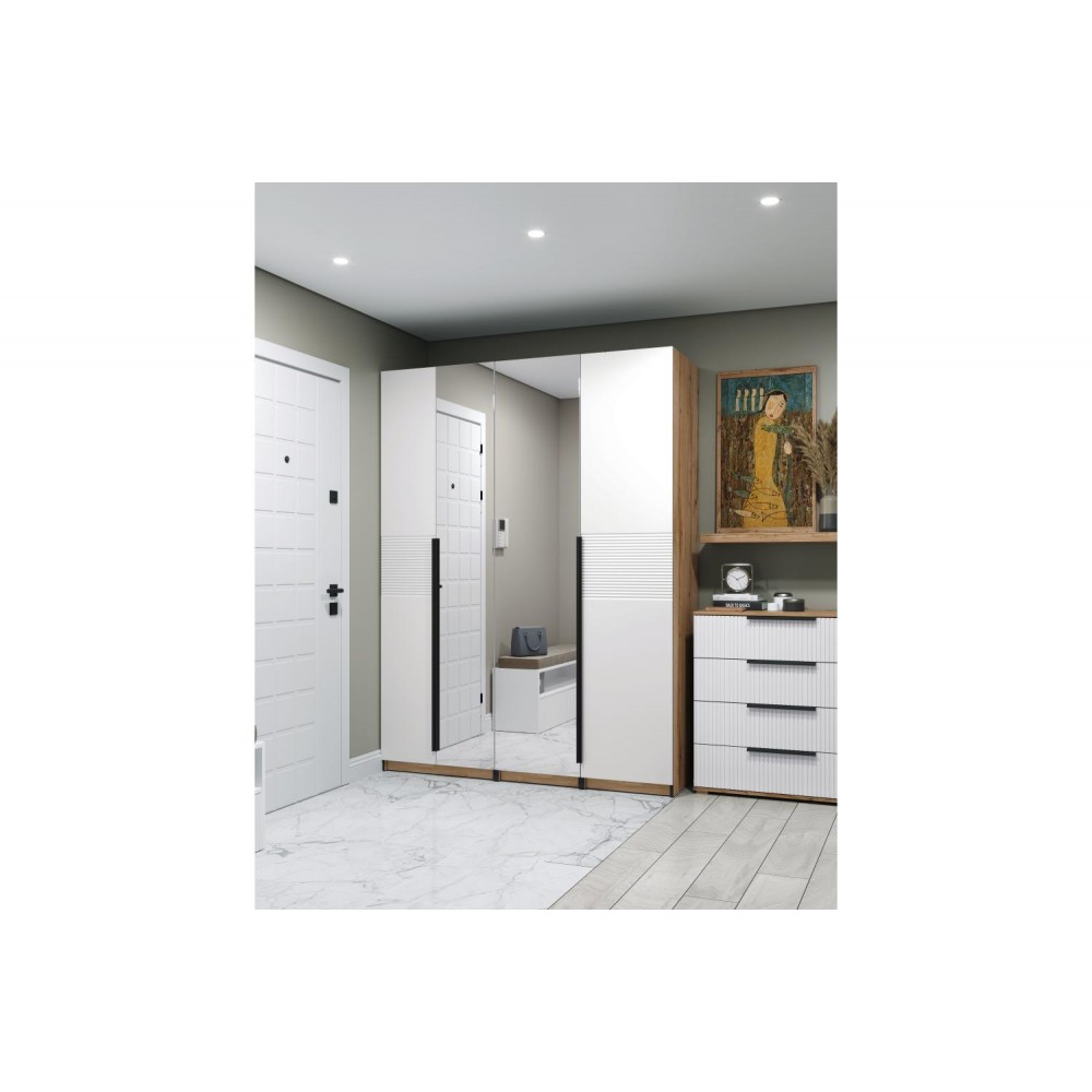 Гардеробная Квадро комплект 1.2 (1750), Дуб Вотан, Белый