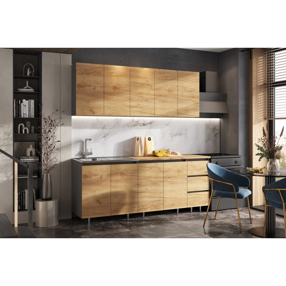 Кухня Челси 2,0м (Графит/Графит (Дуб вотан))