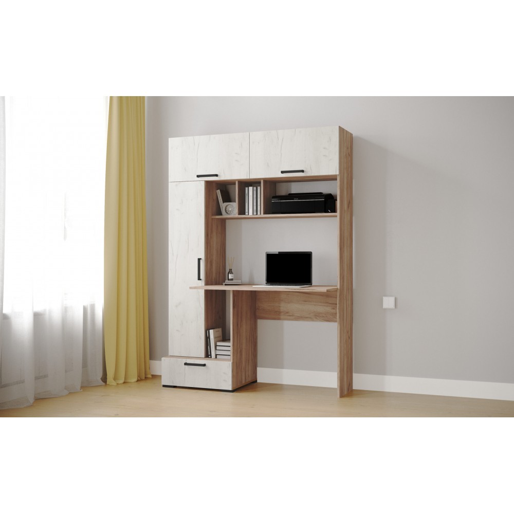 Компьютерный стол Квартет-11, Дуб крафт табачный, дуб крафт белый