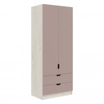 Шкаф Юниор-4 (800), Шарли Pink, Дуб Крафт Белый