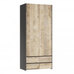 Шкаф двухстворчатый Денвер, Графит, Дуб гранж песочный
