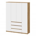 Шкаф для одежды и белья 4х дверный Денвер, Дуб золотой, Белый