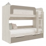 Кровать двухъярусная Юниор-4, Шарли Мокко, Дуб Крафт Белый