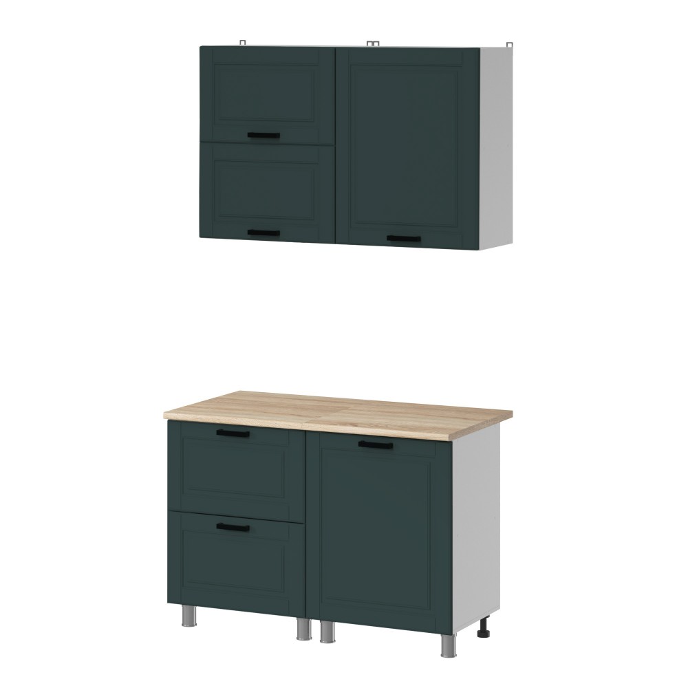 МК Аленушка 1,2м с ящ.в 2 Астра Изумруд,скоба черный,сонома