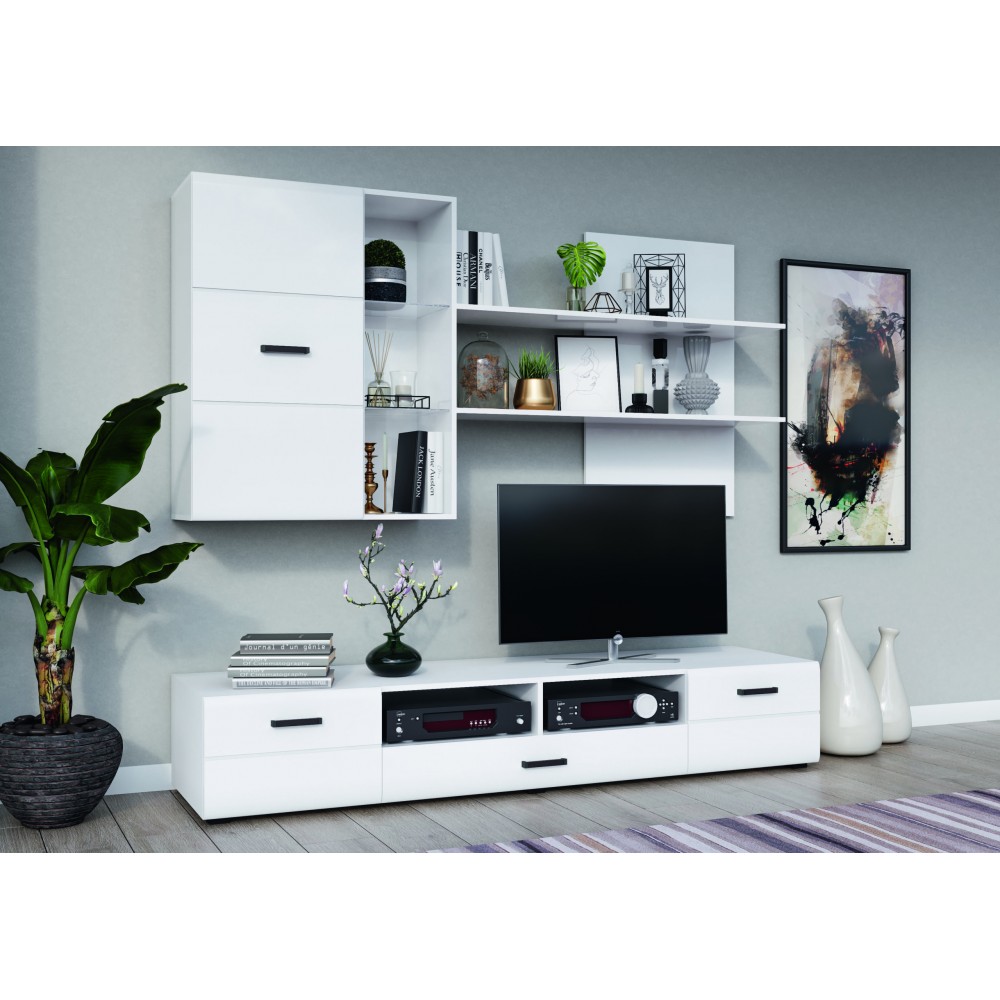 Гостиная Нэнси Вариант №5, Белый глянец холодный, Белый