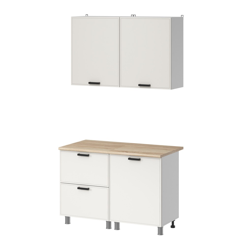 МК Аленушка 1,2м с ящ. Магнолия Молочный,скоба черный,сонома