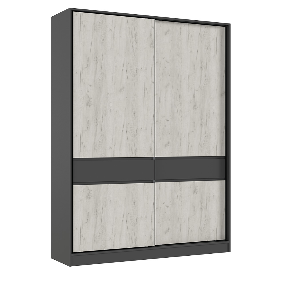 Шкаф-купе Роджина (1800), Графит, Дуб крафт белый