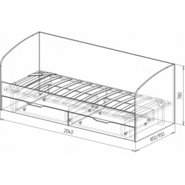 Космос №15 Кровать 0,9 с ящиками ( с основанием)