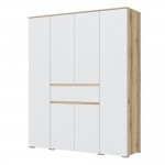 Шкаф четырехстворчатый Плейона, Дуб Делано, Белый