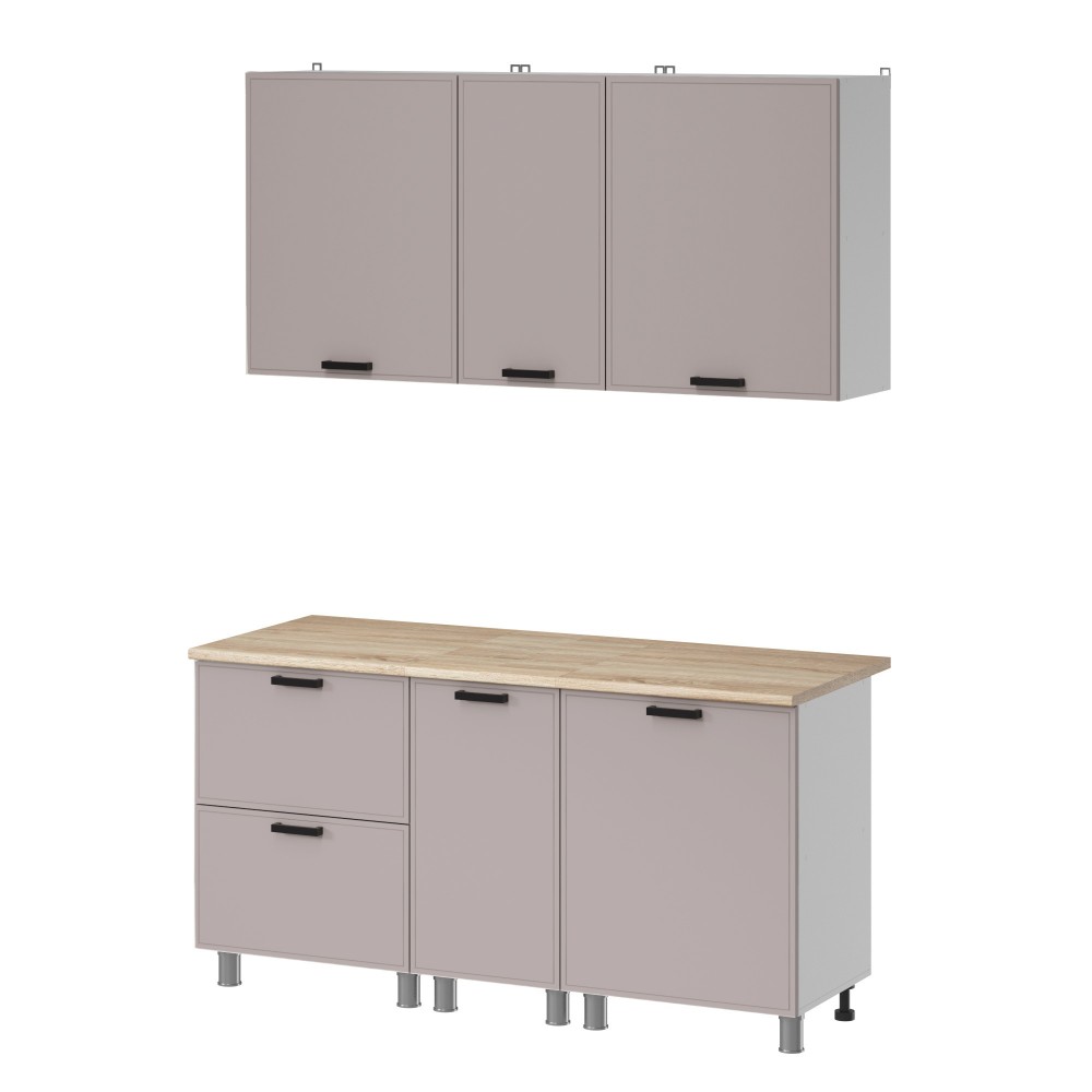 МК Аленушка 1,6м в.4 Магнолия Кашемир,скоба черный,сонома