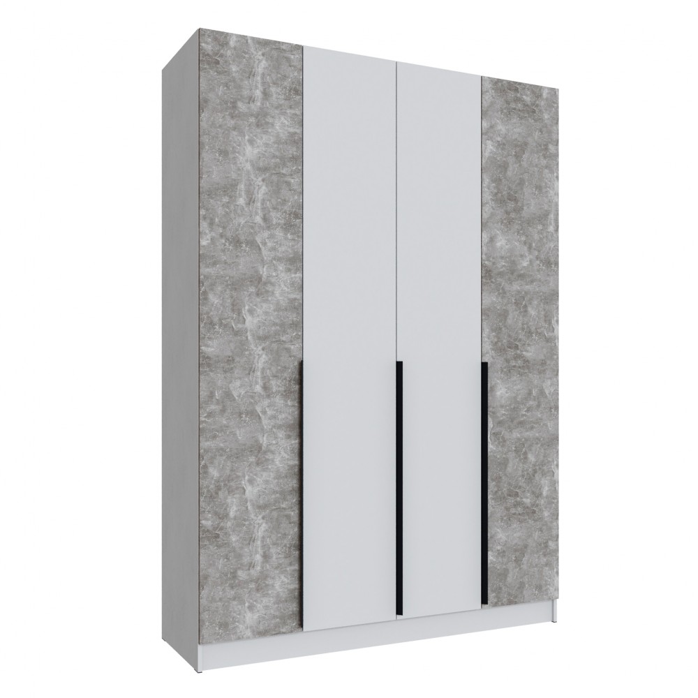 Шкаф Мадрид (1,6) с 6 ящ. внутри без зеркала белый/ателье светлое