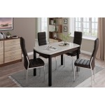 Стол обеденный Бостон-3 металл черный/белый гранит