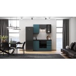 Кухня Техно-6 1,5м (Графит/Атлантик софт/Графит софт NEW)