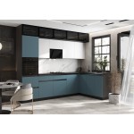 Кухня Техно-6 3,0х1,8м (Белый/Браш Блю)