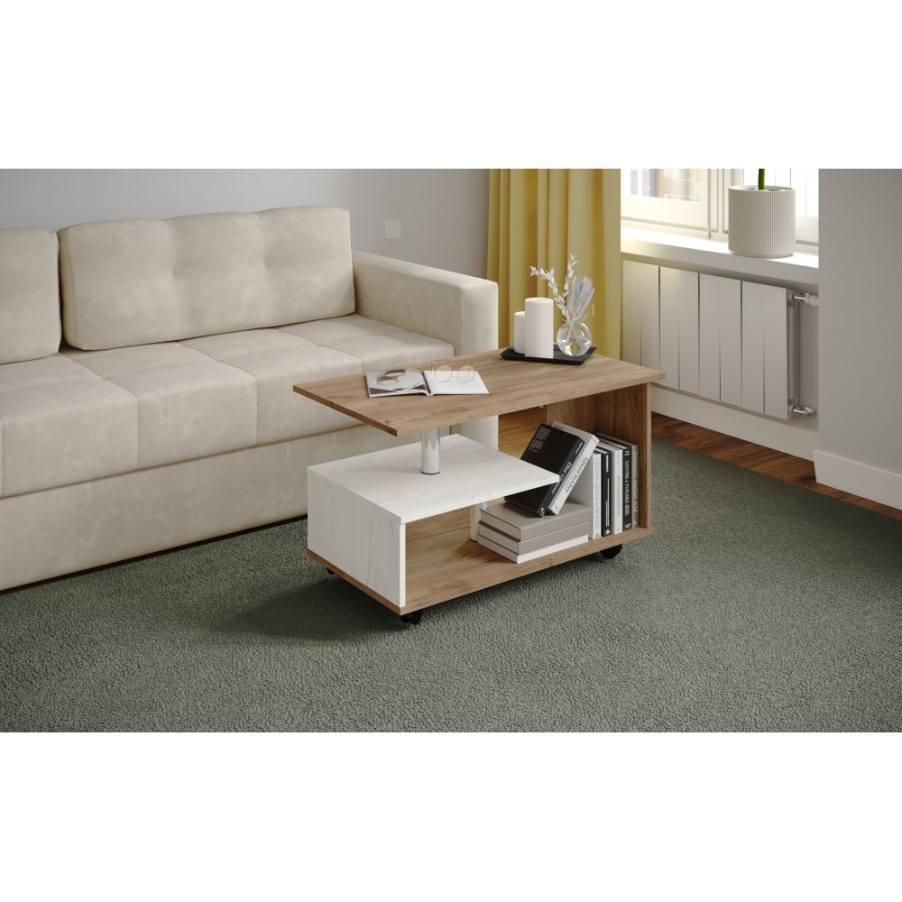 Журнальный стол Консул-5, Дуб крафт табачный, дуб крафт белый