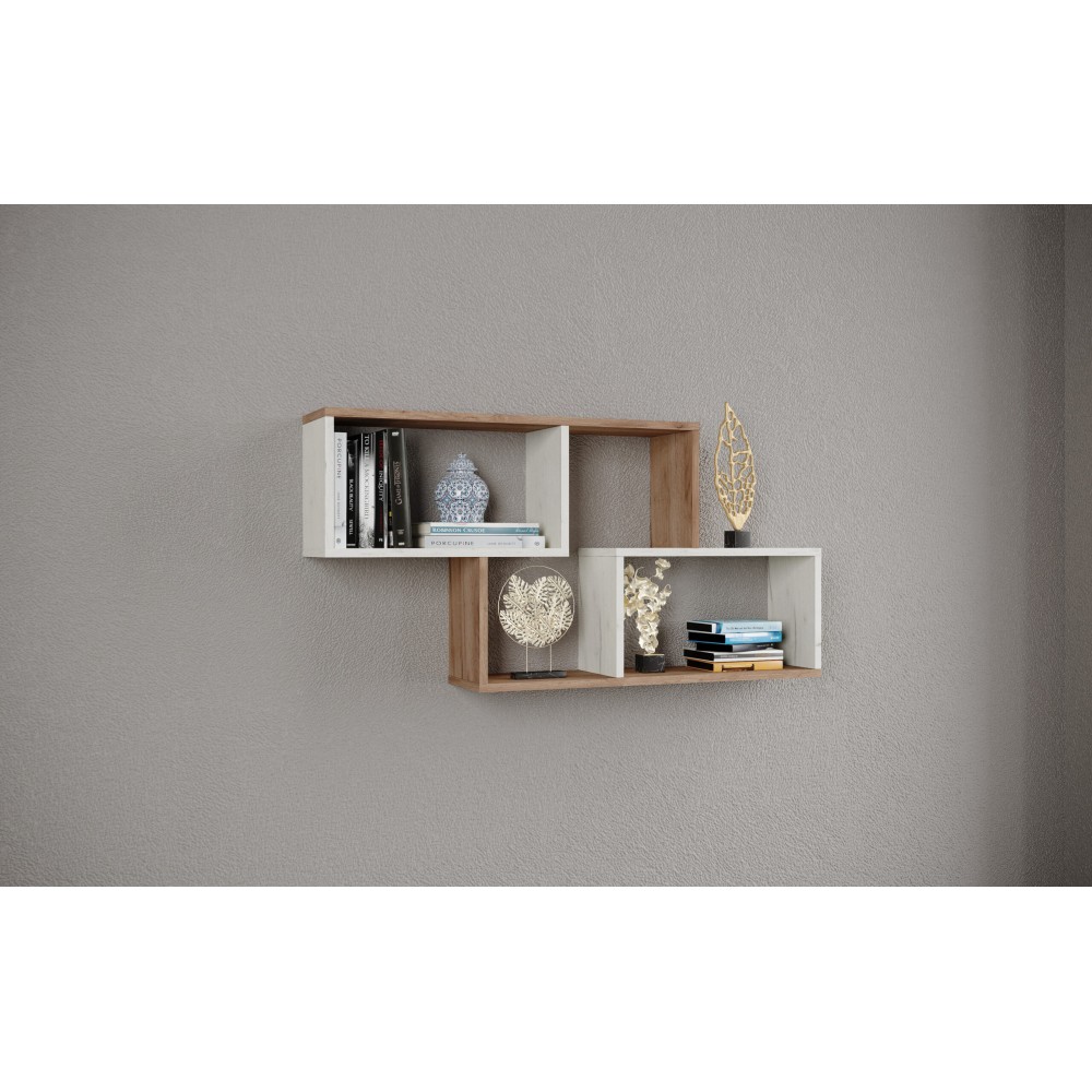 Полка навесная ПН-3, Дуб крафт табачный, дуб крафт белый