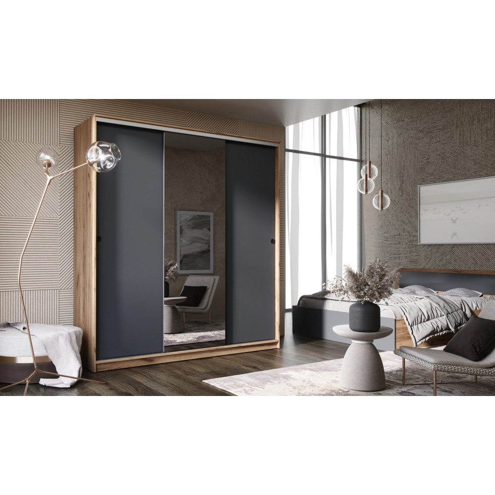 Шкаф-купе Альянс 1,5 м, Графит, Дуб крафт