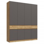 Шкаф четырехстворчатый Роджина, Дуб крафт, Графит