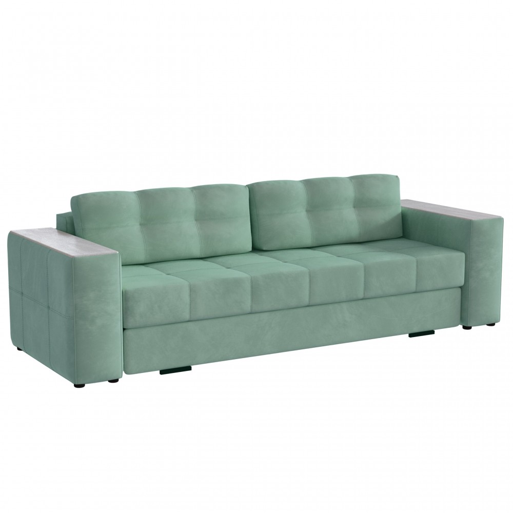 Диван раскладной Нави, мятный/мдф холст белый