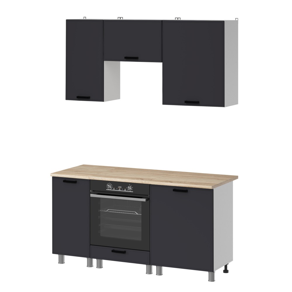 МК Аленушка 1,6м в.5 Магнолия Сталь,скоба черный,сонома