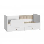 Кровать Джастин с бортиком 17.51 и накладкой-карманом 11.55 Белый PE шагрень